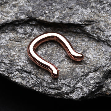 Detail View 1 of Rose Gold PVD Steel Septum Ring-Rose Gold